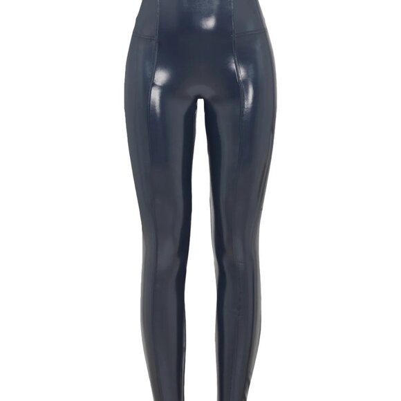 NEW! SPANX BLUE PATENT FAUX LEATHER LEGGINGS - Picture 8 of 10